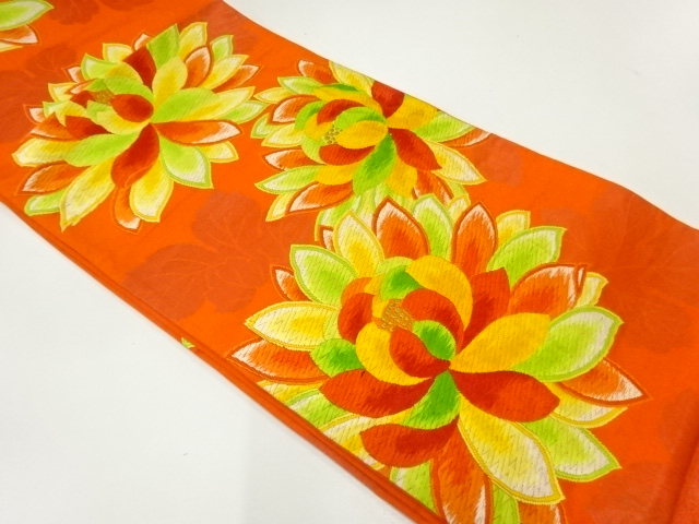 菊模様織出し袋帯